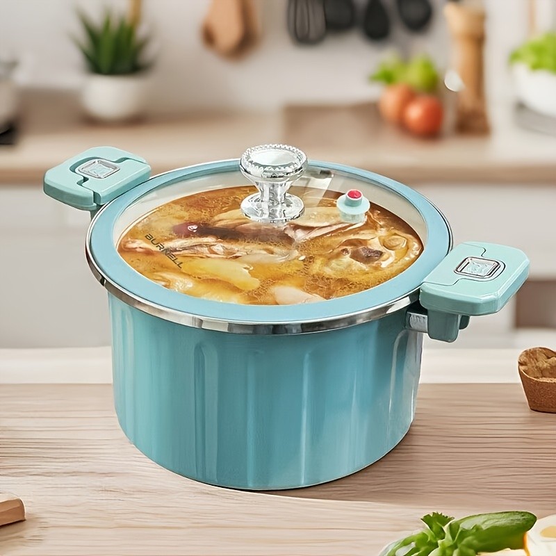 Blue/White Enamel Soup Pot for Stewing, 11′ X 11′ Non-Stick Cooking Pot