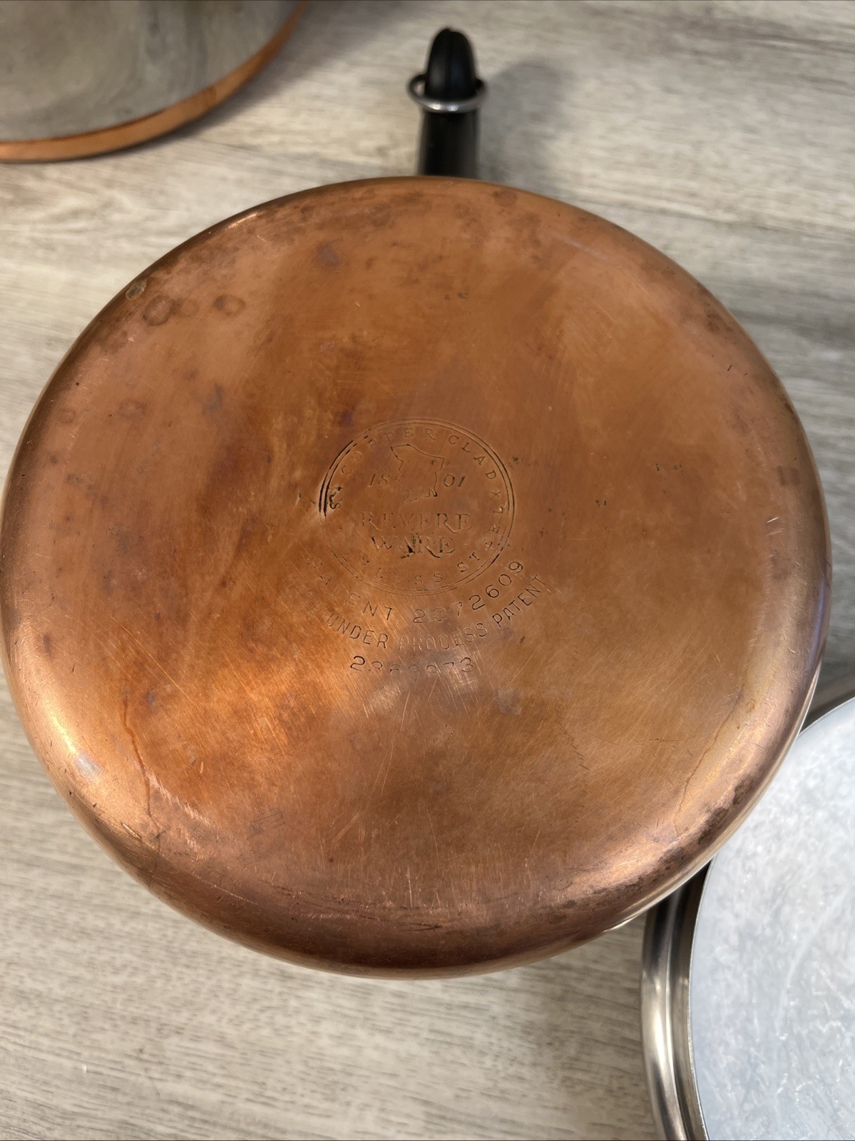 1801 Revere Ware Cook Set 8 Pc Copper Bottom Saucepan Stock Pot Assorted VTG #1