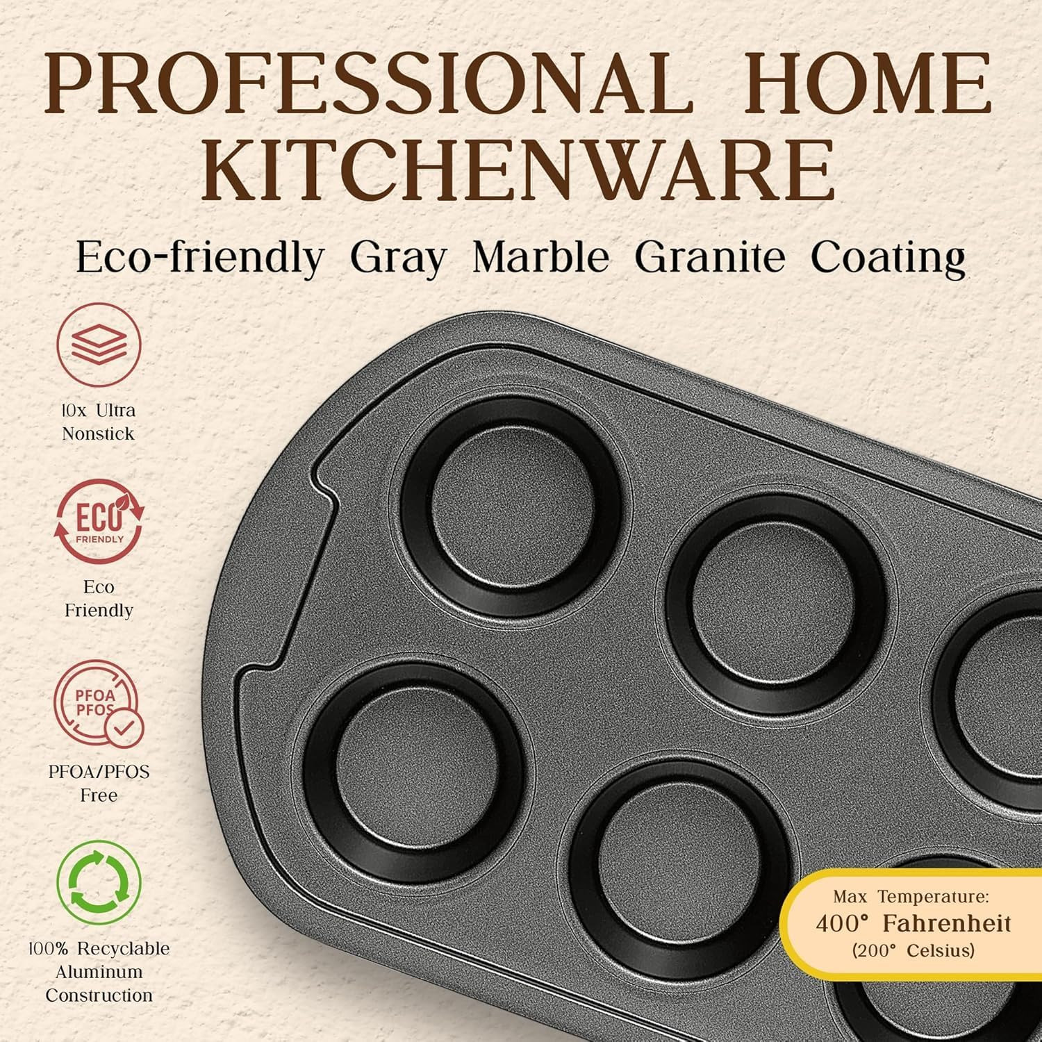 Bakken Master 20-Piece Nonstick Cookware & Bakeware Set with Glass Lids