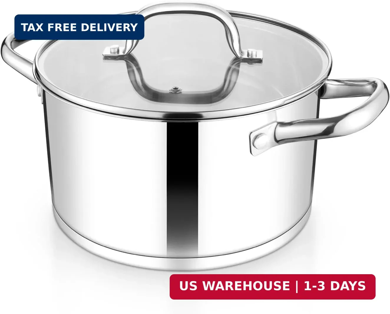 TeamFar 5 QT Stock Pot, Tri-ply Bottom Stainless Steel Stockpot Cooking Soup Pas