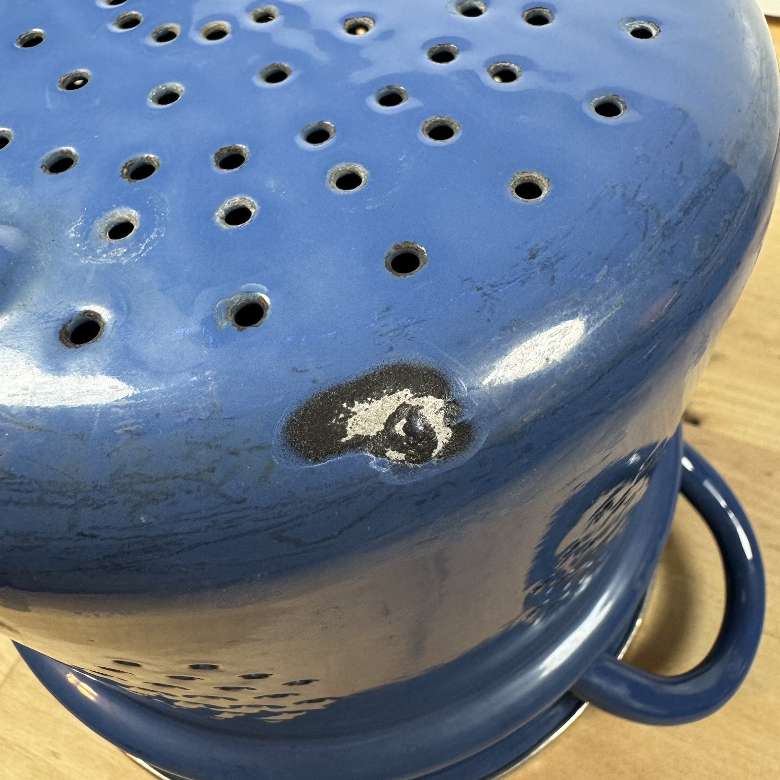 Le Creuset Enameled Steel Blue Steamer Colander Insert 7.25″ x 8.5″