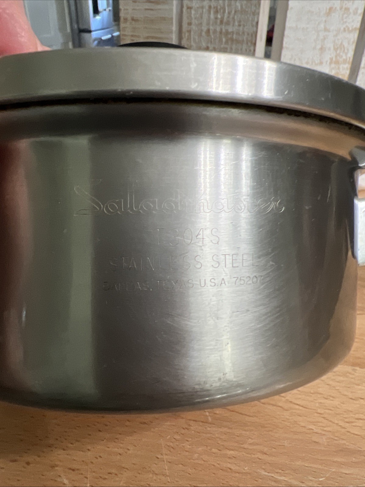 (#390) Saladmaster 6 3/4″x 3″ Pot Pan T304S w/ Vented Vapo Lid 1 Quart
