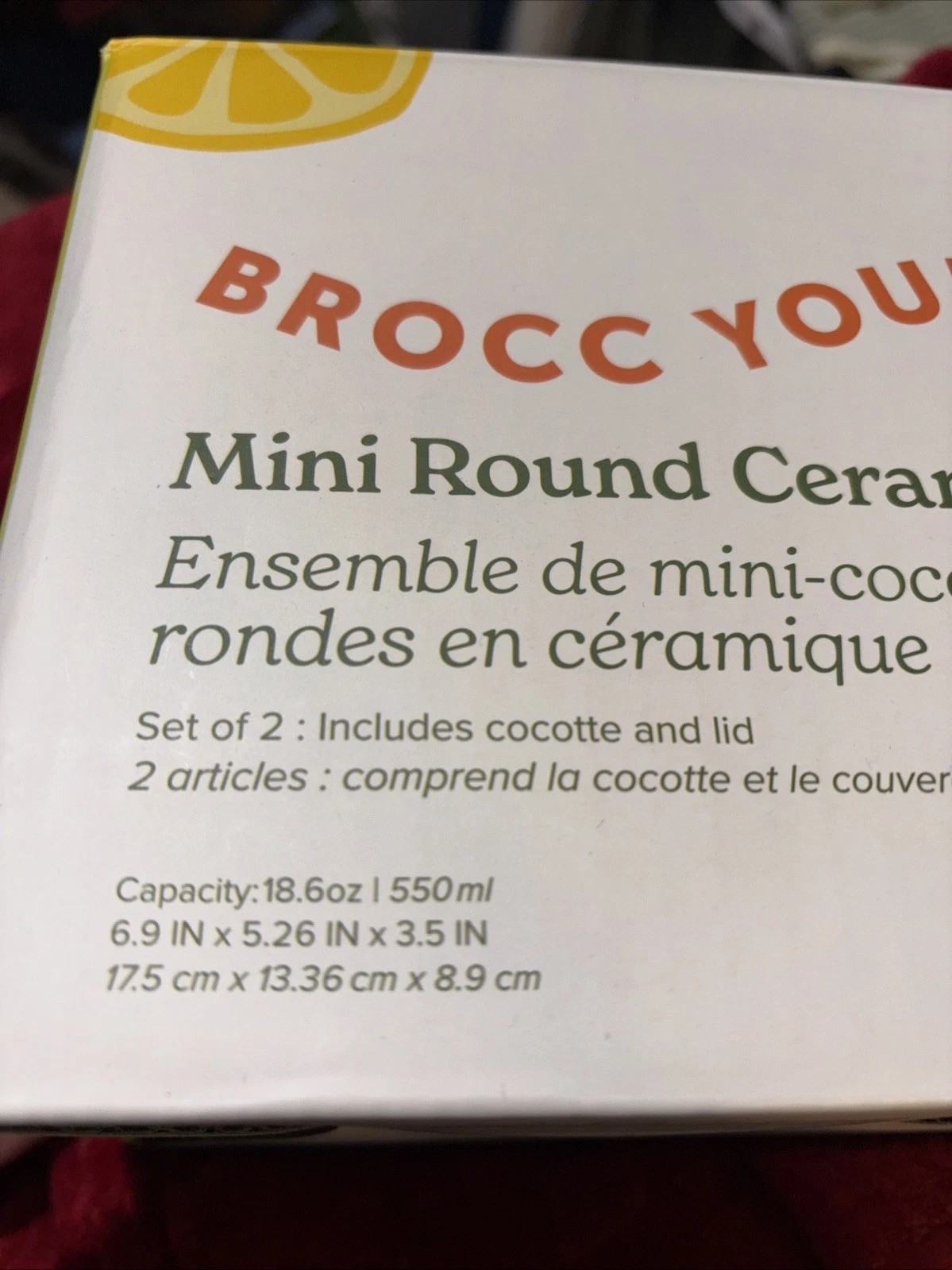 BROCC YOUR BODY Mini Round Ceramic Cocotte Set of 2 Green & White W/Lids NIB