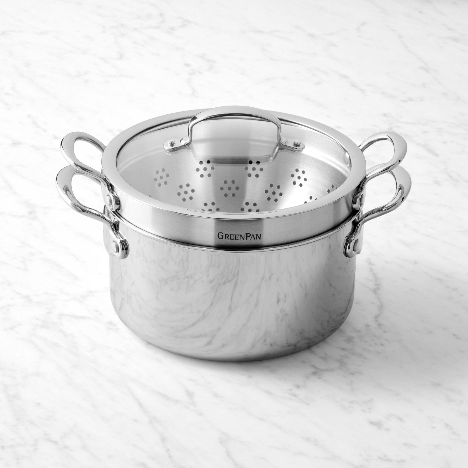 GreenPan Premiere Max Stainless-Steel Ceramic Nonstick Steamer Multipot, 6-Qt