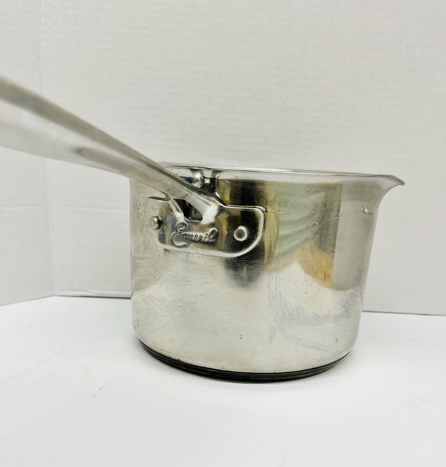 EMERIL 3Qt Sauce Pan Pot Double Pour Spout Stainless Steel Copper Core No Lid