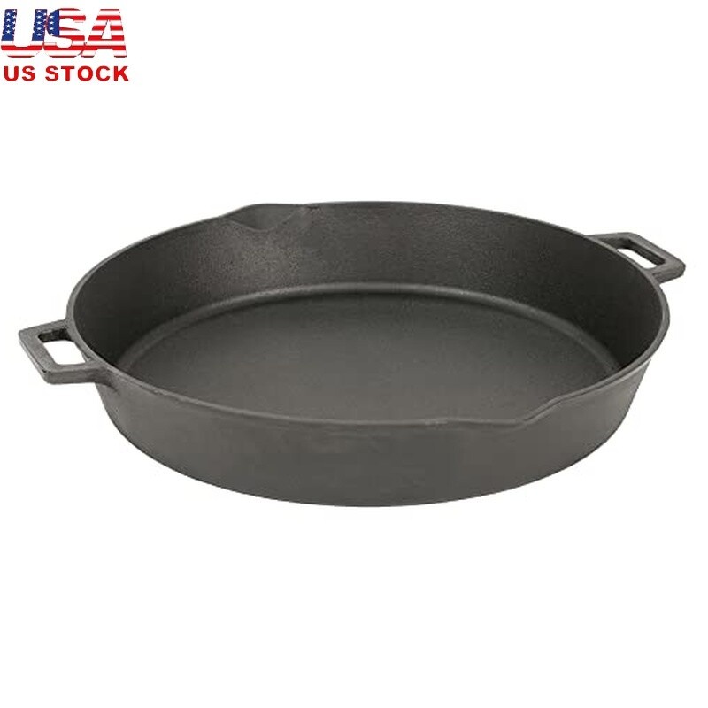 16 In Cast Iron Skillet Double Handles Pour Spouts Perfect Sauté Fry Bake New