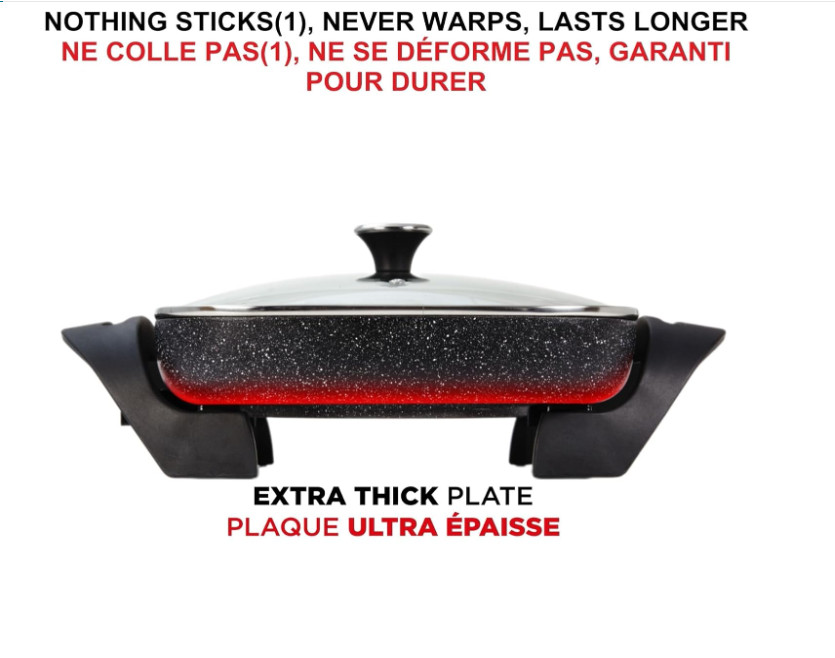The Rock Electric Skillet – 12″ x 12″ – Rock.Tec Non-Stick Cooking Surface