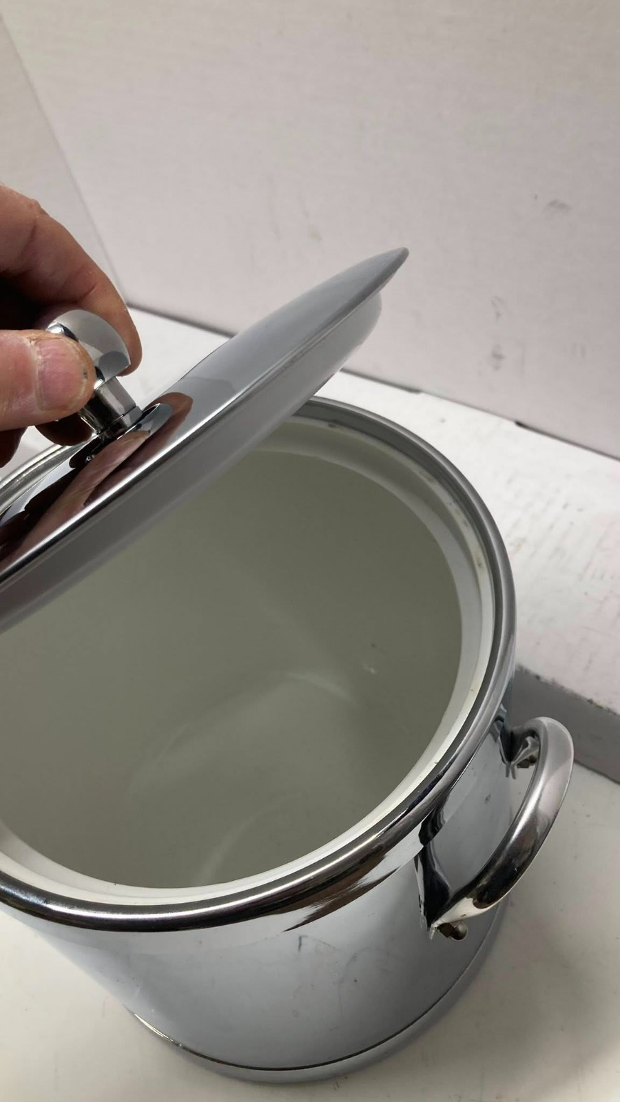 Kitchencraft Americano 5 Qt. Chrome Ice Bucket Lid, Metal Side Handles USA Made