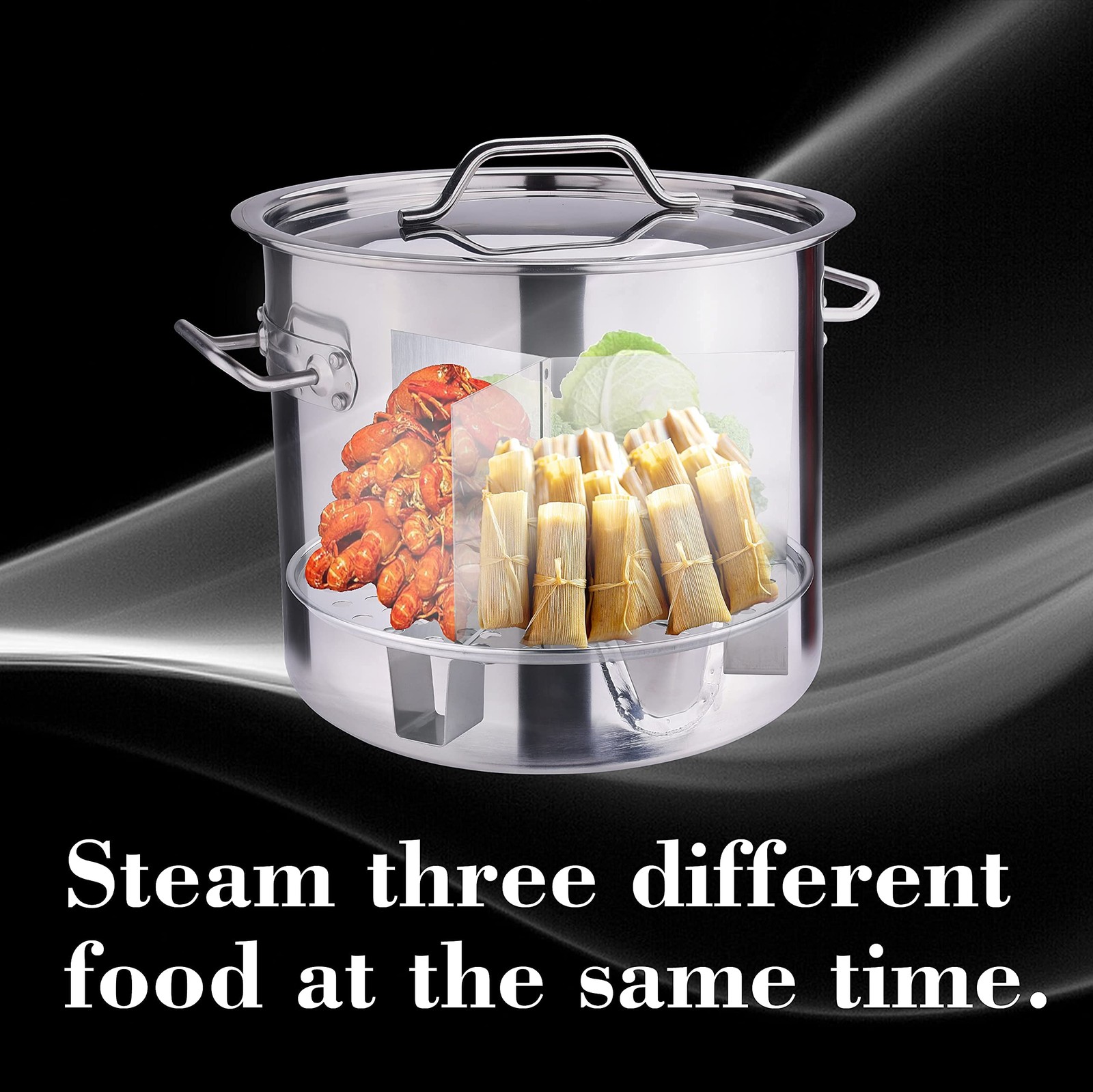 ARC 32QT Stainless Steel Tamale Steamer Pot w/Easy-fill Water Spout, Seafood …