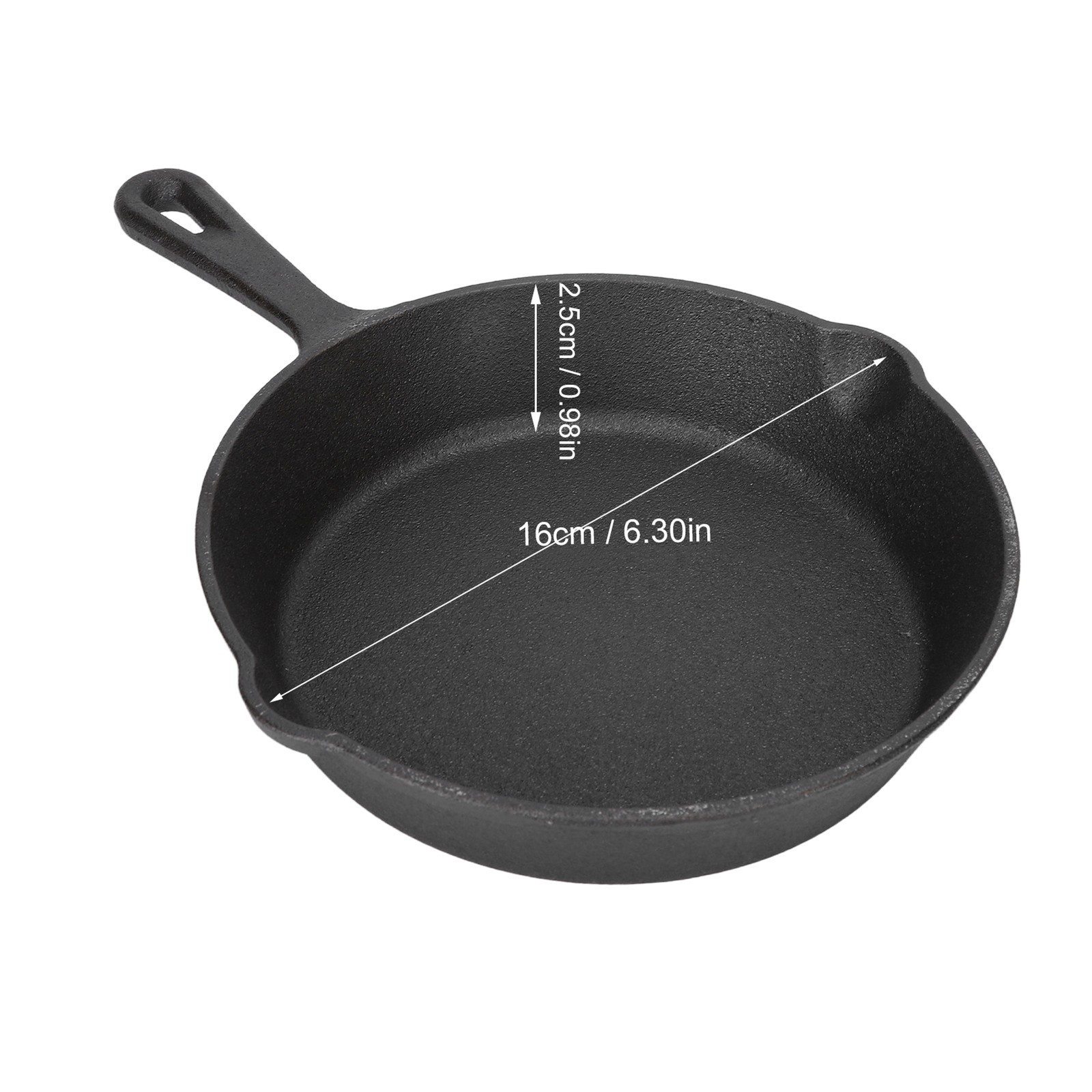 16cm Cast Iron Skillet Pre-Seasoned Even Heat Cooking Pan 6.3in