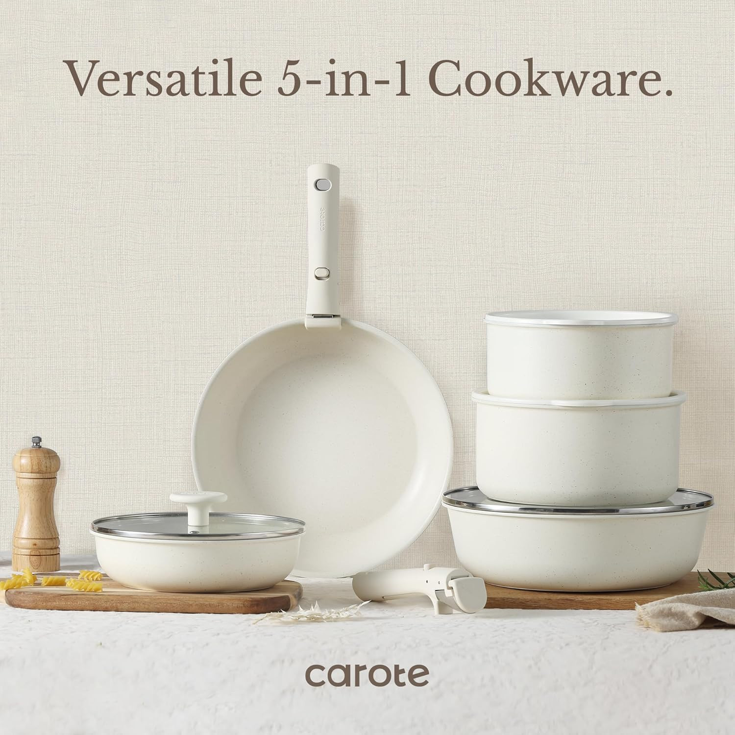 11Pcs Pots and Pans Set, Nonstick Cookware Detachable/Removable Handle