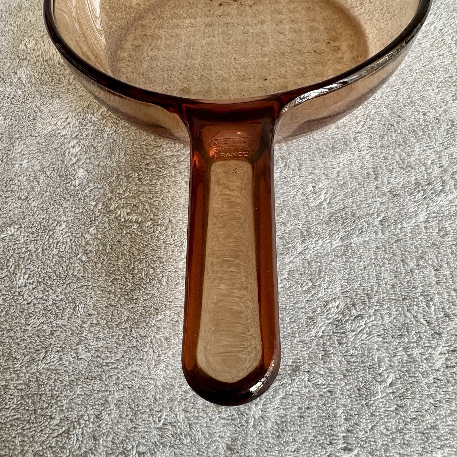 Vintage Corning Ware Vision Amber Glass Cookware 7” Waffle Bottom Skillet