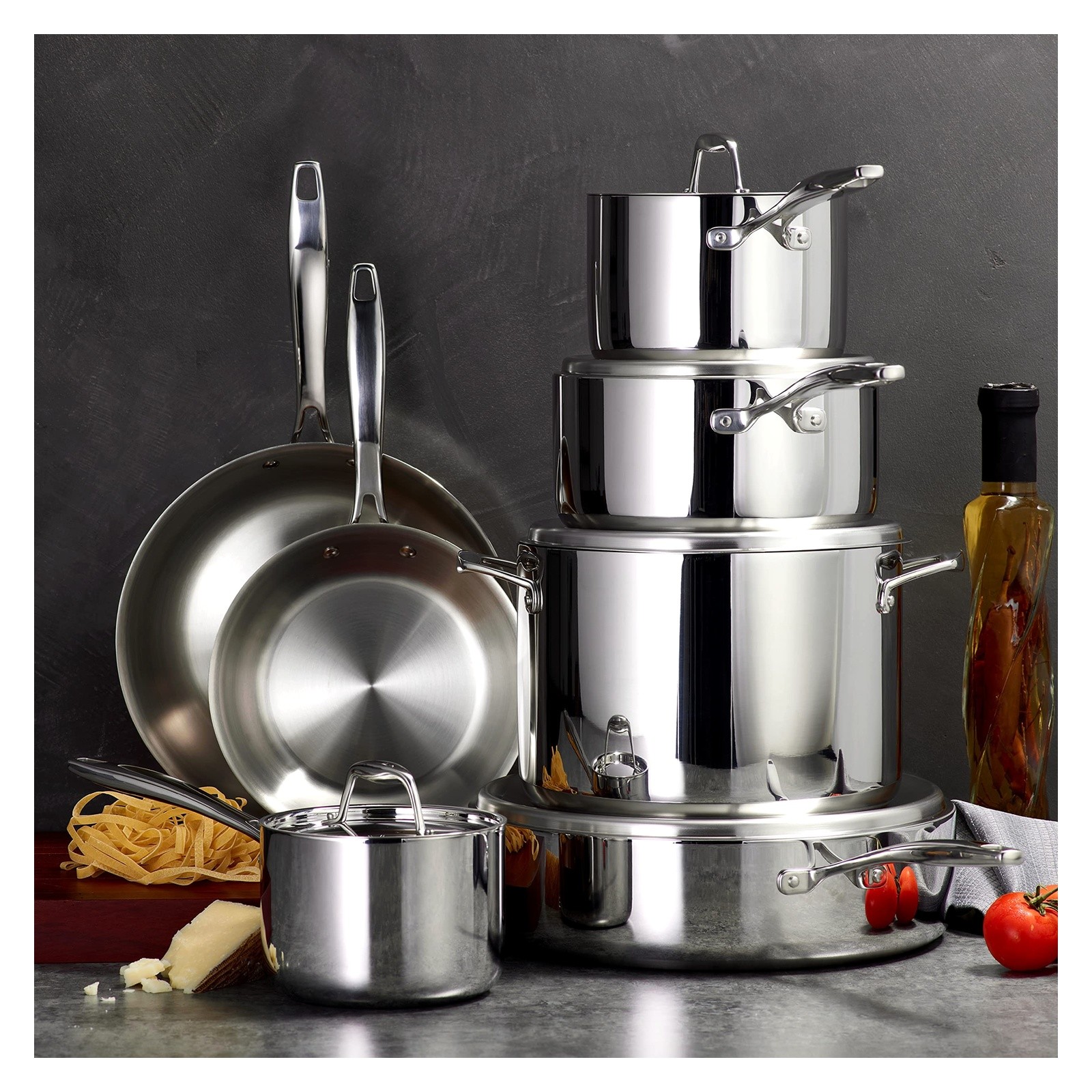 Tramontina Signature 12-Piece Tri-Ply Stainless Steel Cookware Set