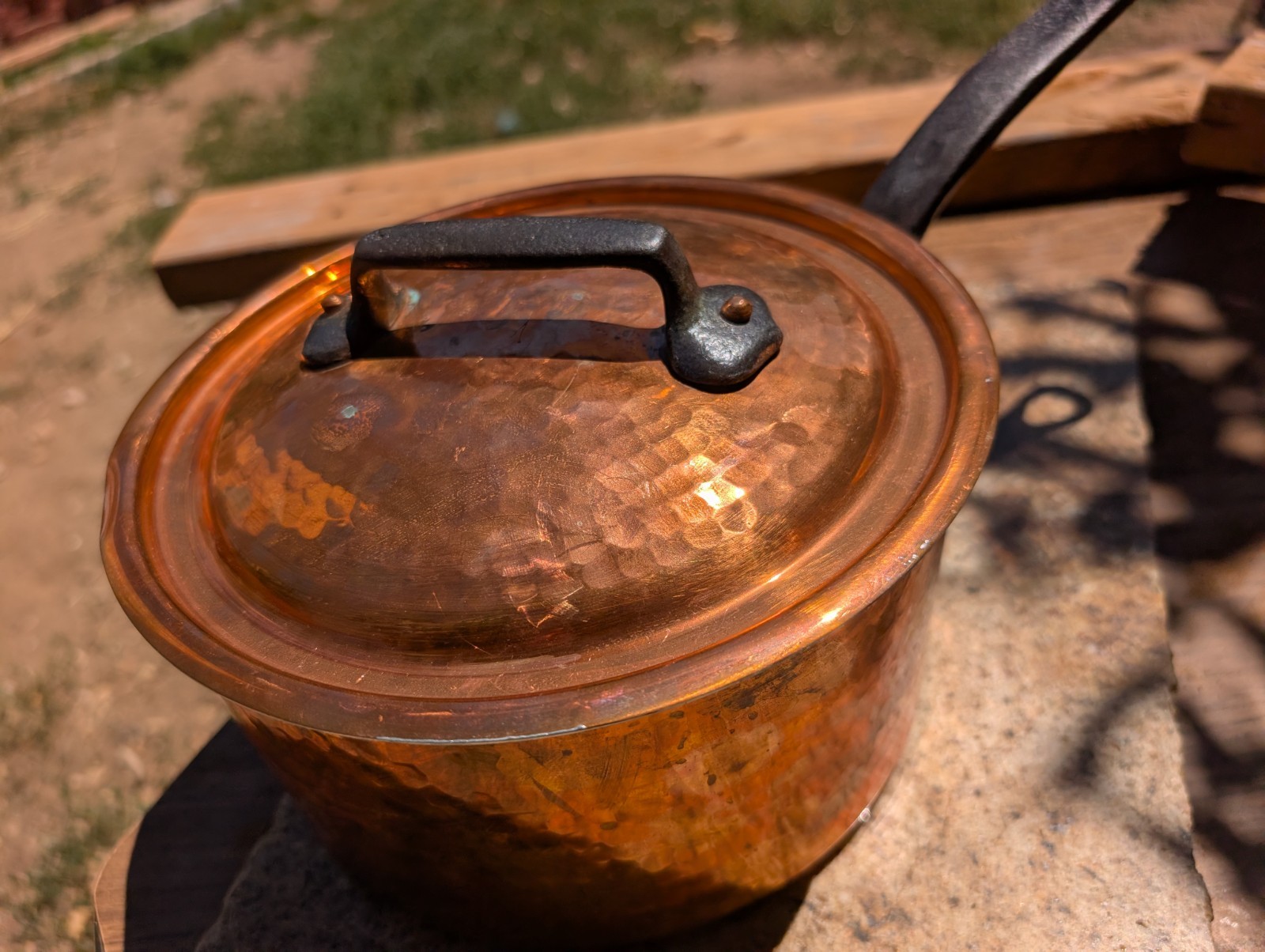 Hand Made In France 8-1/2″ Copper Pot & Lid -Made in France