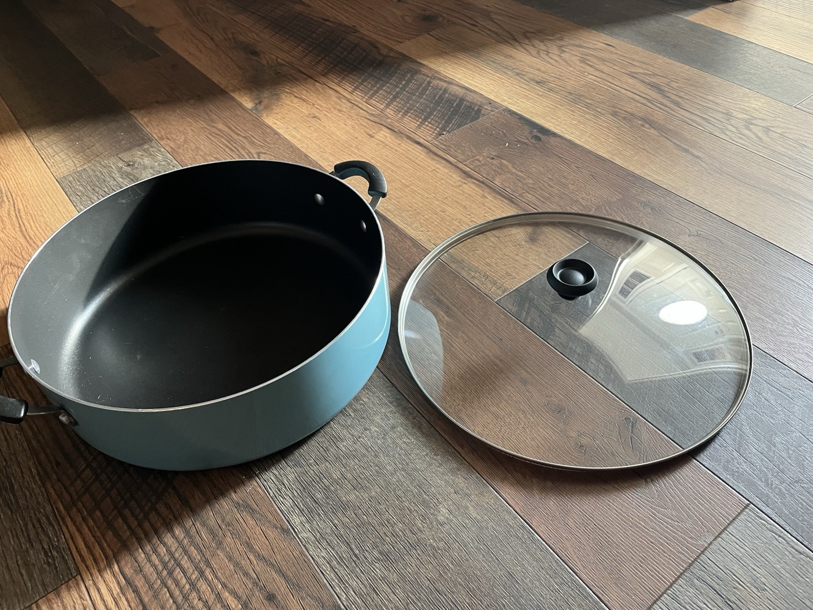 14” Farberware Aluminum Nonstick Pan With Lid Aqua Blue