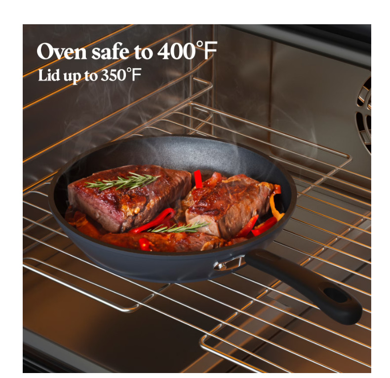 3Qt 9.5in Nonstick Saute Pan Hard Anodized Lid Stay Cool Black Pan