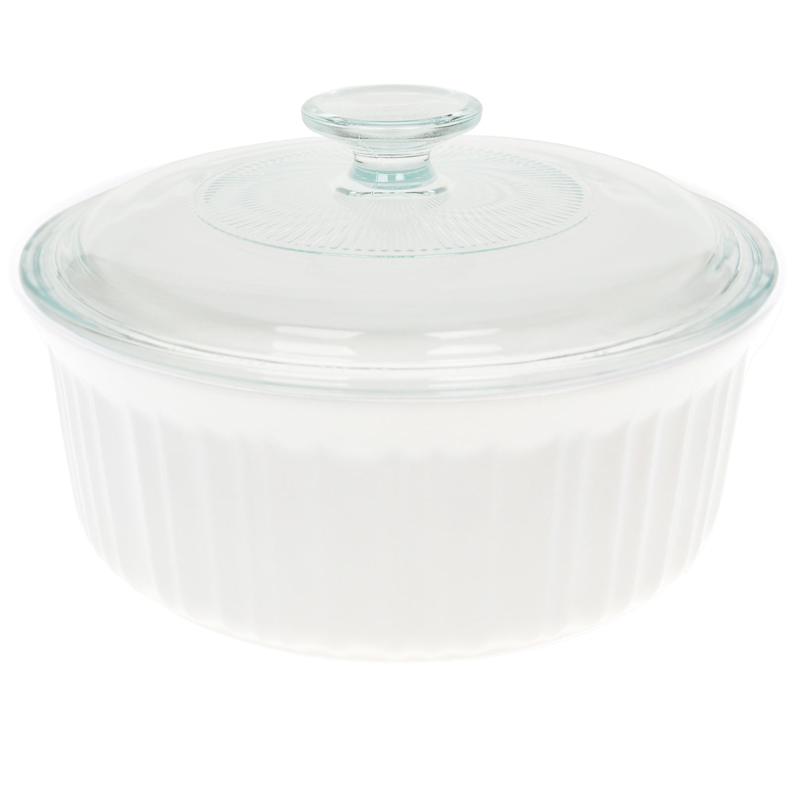 Corningware FS5 1.5qt French White Casserole Dish & G-5C Clear 1.5qt Glass Lid