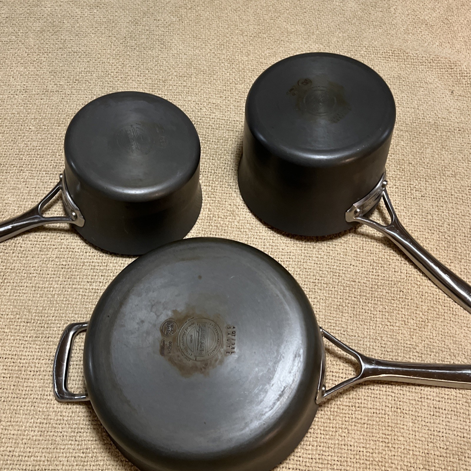 Kirkland Signature Hard Anodized Saucepans 2,3,4 Qt Professional Quality