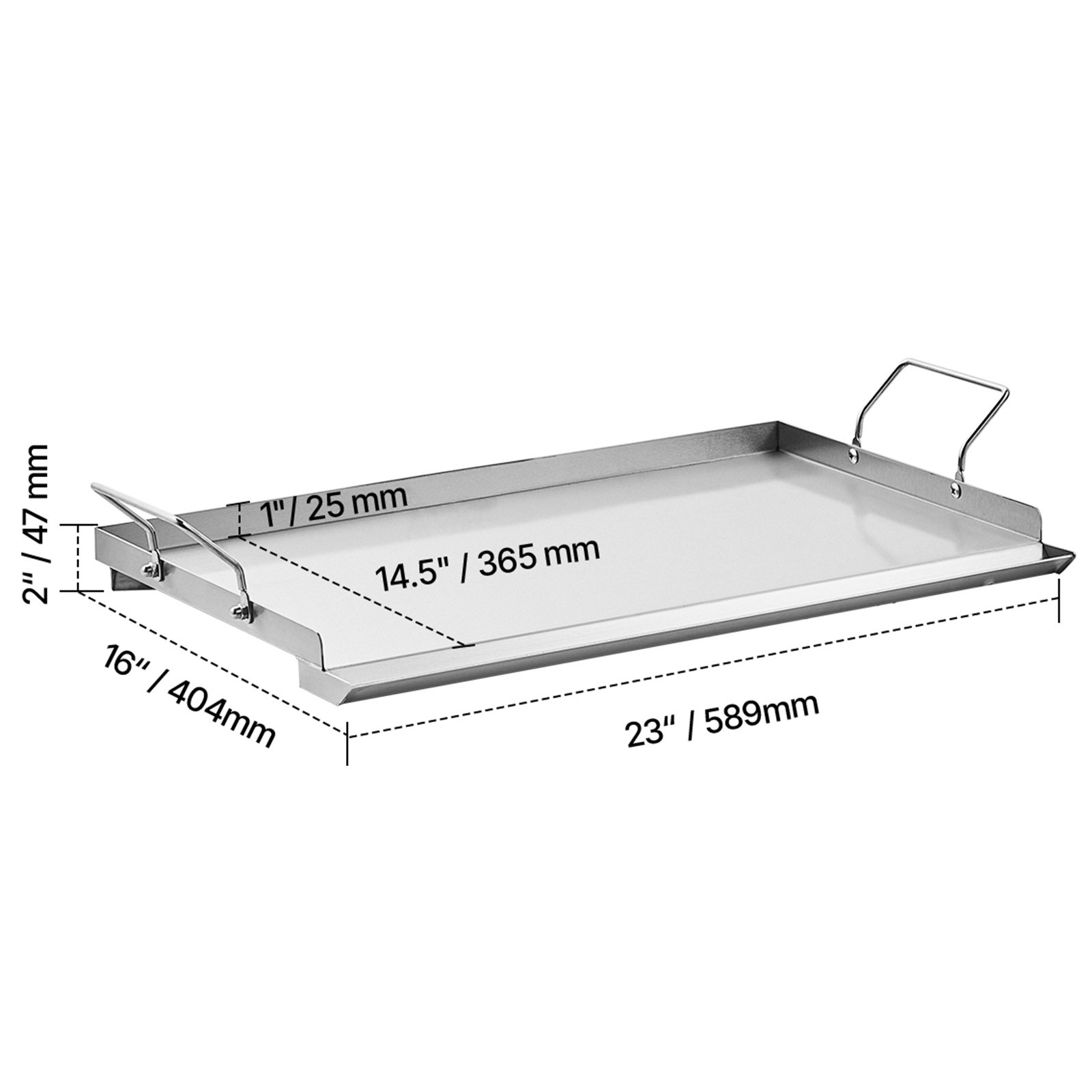 23×16 in Flat Top Griddle Stainless Steel BBQ Grill Pan