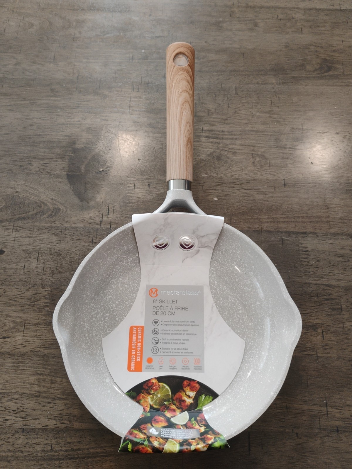 Masterclass Ceramic 8-Inch Skillet Frying Pan – Speckled Tan Soft Touch Handle