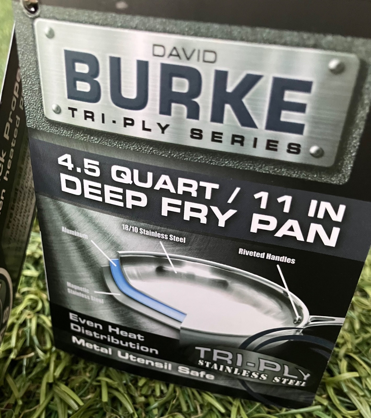 11” David Burke Tri-Ply Brushed Stainless Steel 4.5 Qt quart Sauté Deep Fry Pan