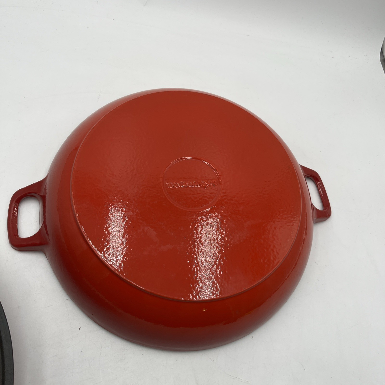 Technique Colorcast Red Enameled Cast Iron Pan Lid Casserole Vintage 12.25”