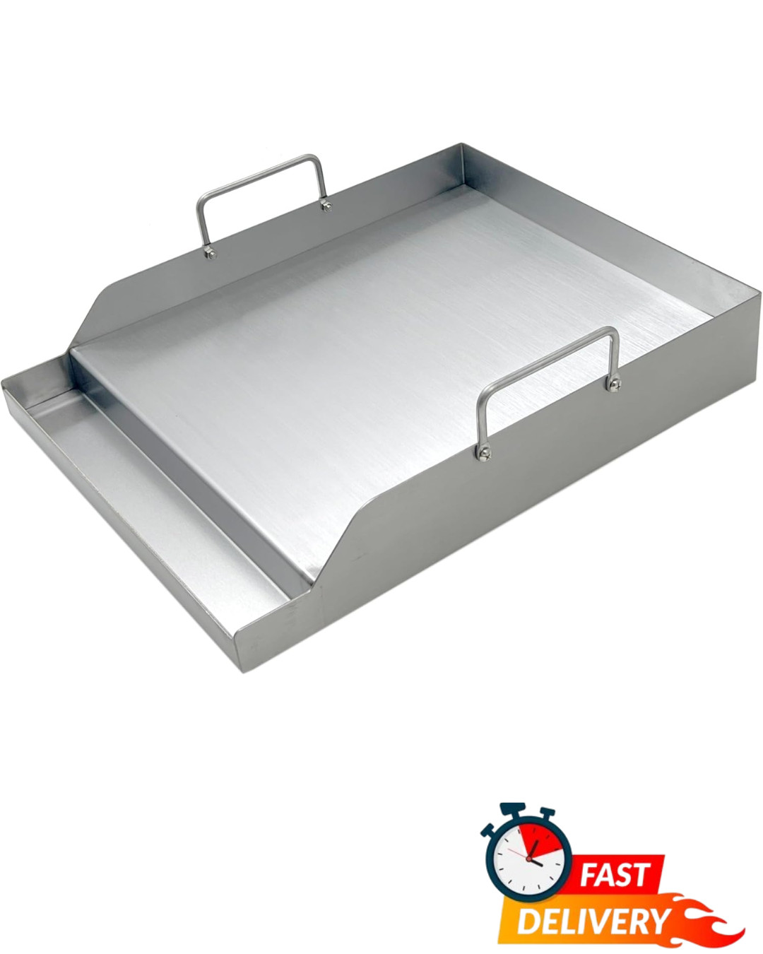 Stainless Steel BBQ Griddle Universal Flat Top Grill Pan 12.5×16 inch Heavy Duty