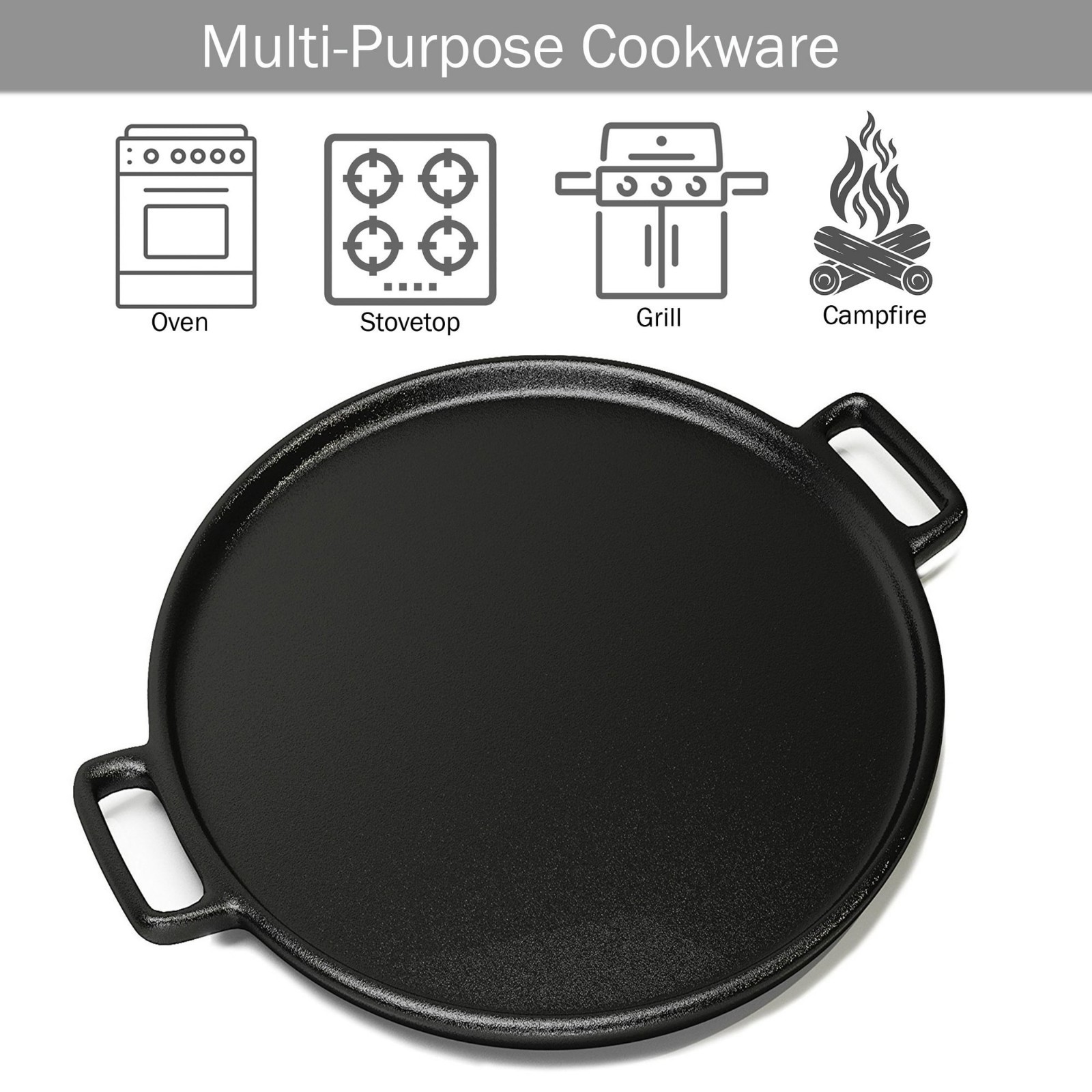 Pizza Pan Cast Iron Skillet Kitchen Cookware Frying Baking Cooking14 Black