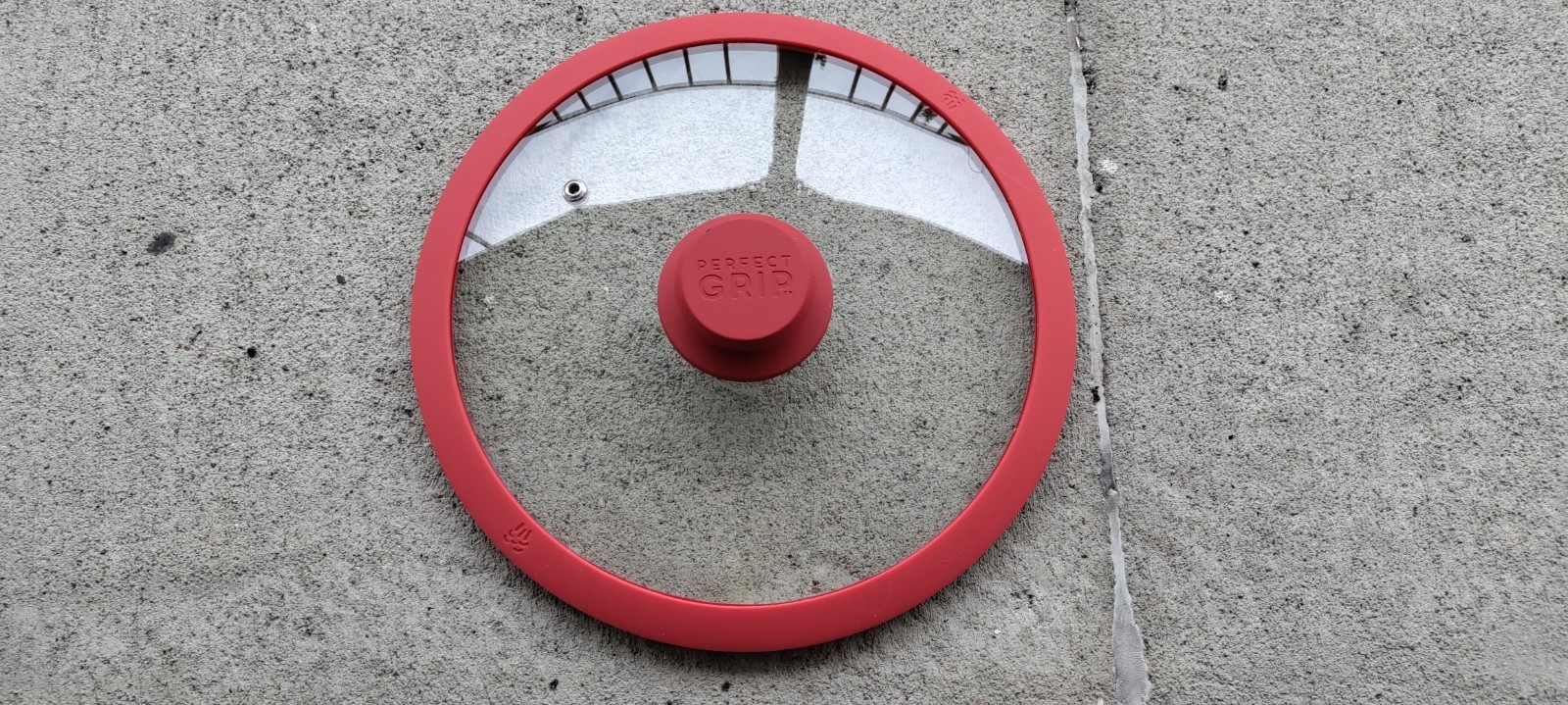 UNBRANDED Silicone Glass Pot, Pan Lid with Red Knob/Ring, 10,” New!