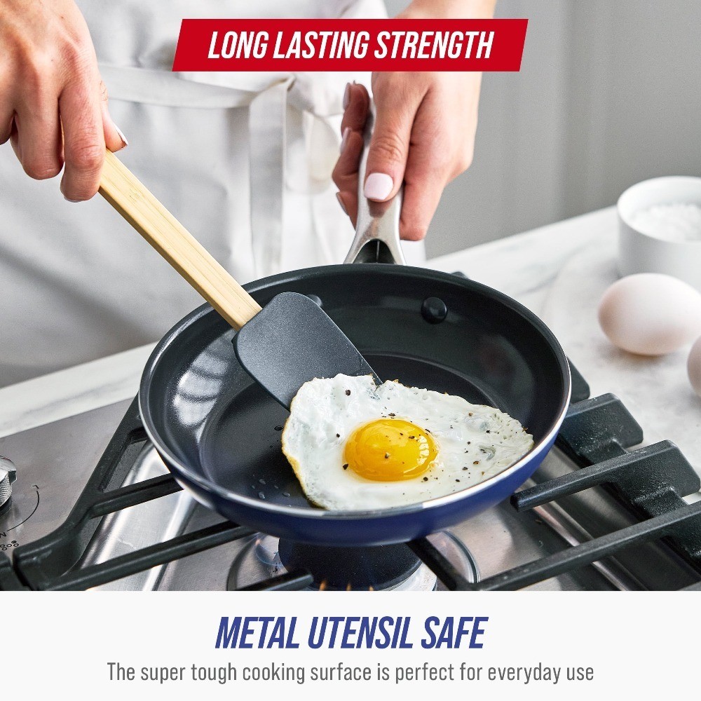Ceramic Nonstick Fry Pan with Spatula Oven Safe Dishwasher Safe Metal Utensil