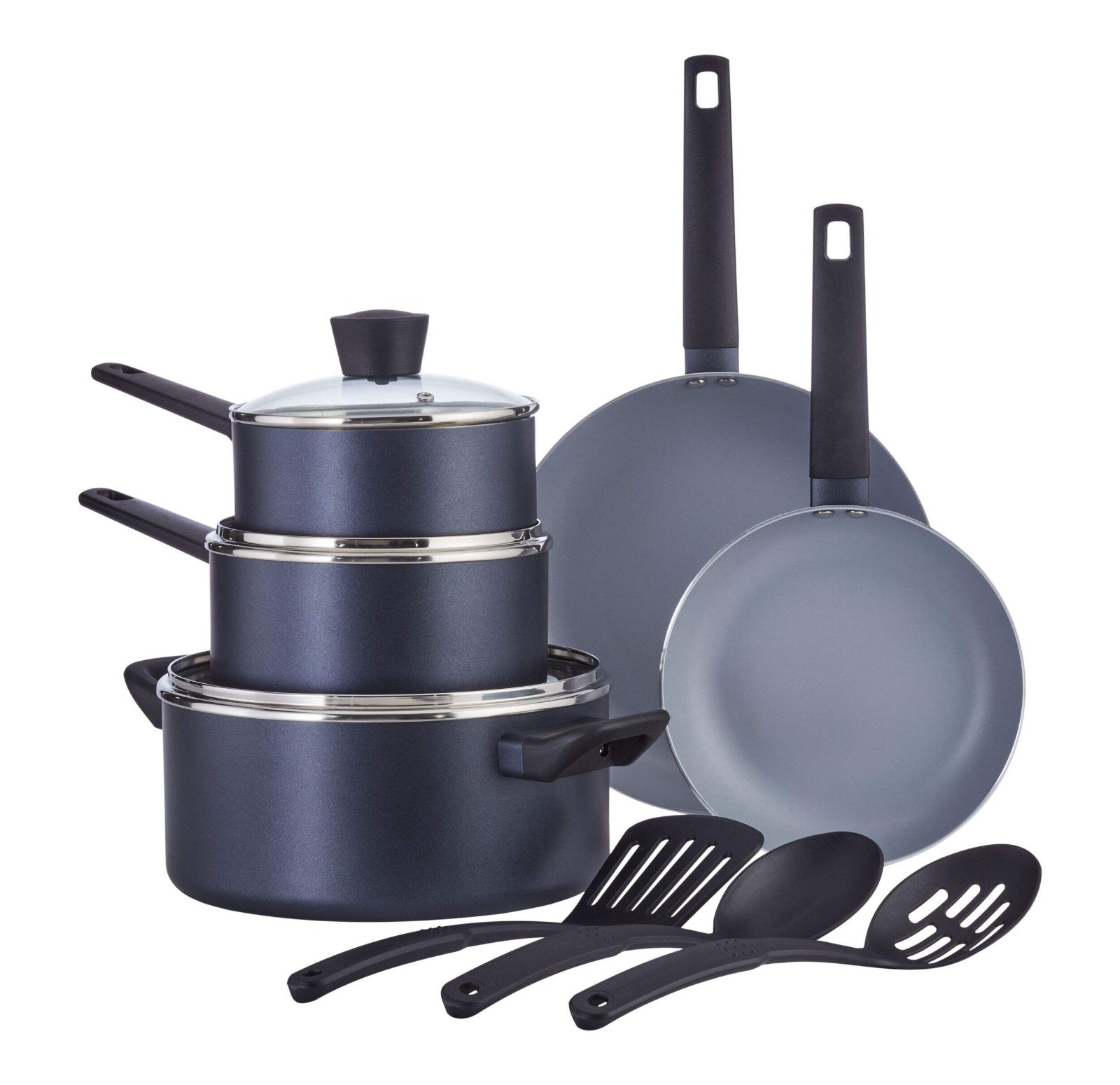 Master Chef Non-Stick Cookware Set, Blue/Grey, 11-pc
