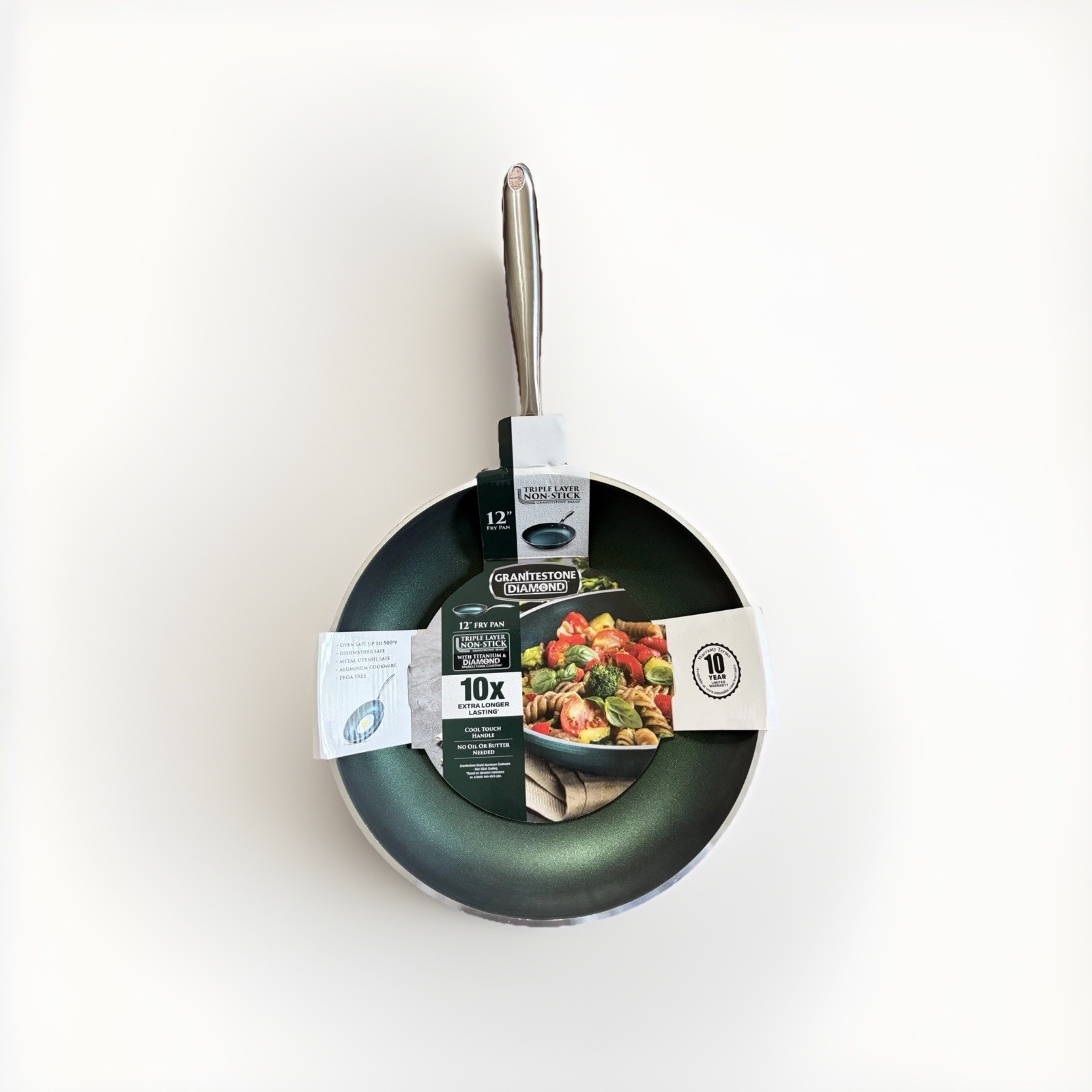 Granitestone Diamond Pan 12-Inch Triple Layer Non-Stick Diamond Green