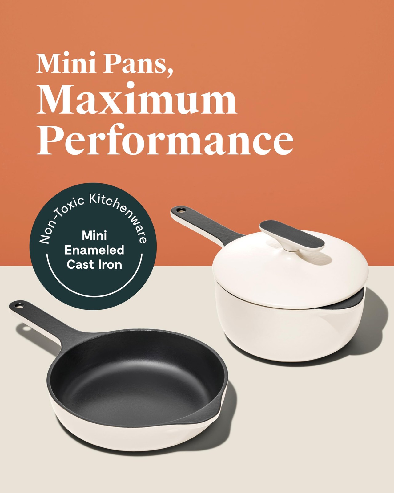 Cast Iron Skillet – 8” Enameled Cast Iron Pan With 3 Layer Enamel Coating – N…