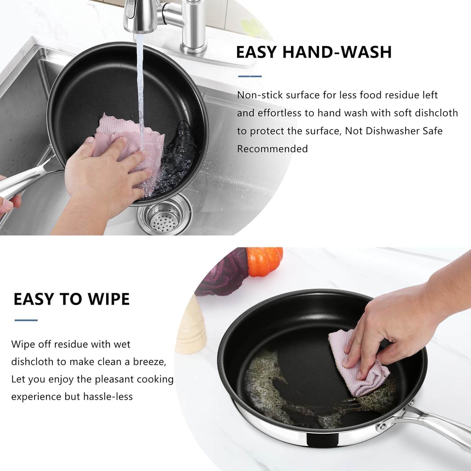 Stainless Steel 10 Inch Nonstick Frying Pan 3 Ply Cookware Set, Inch Nonstick