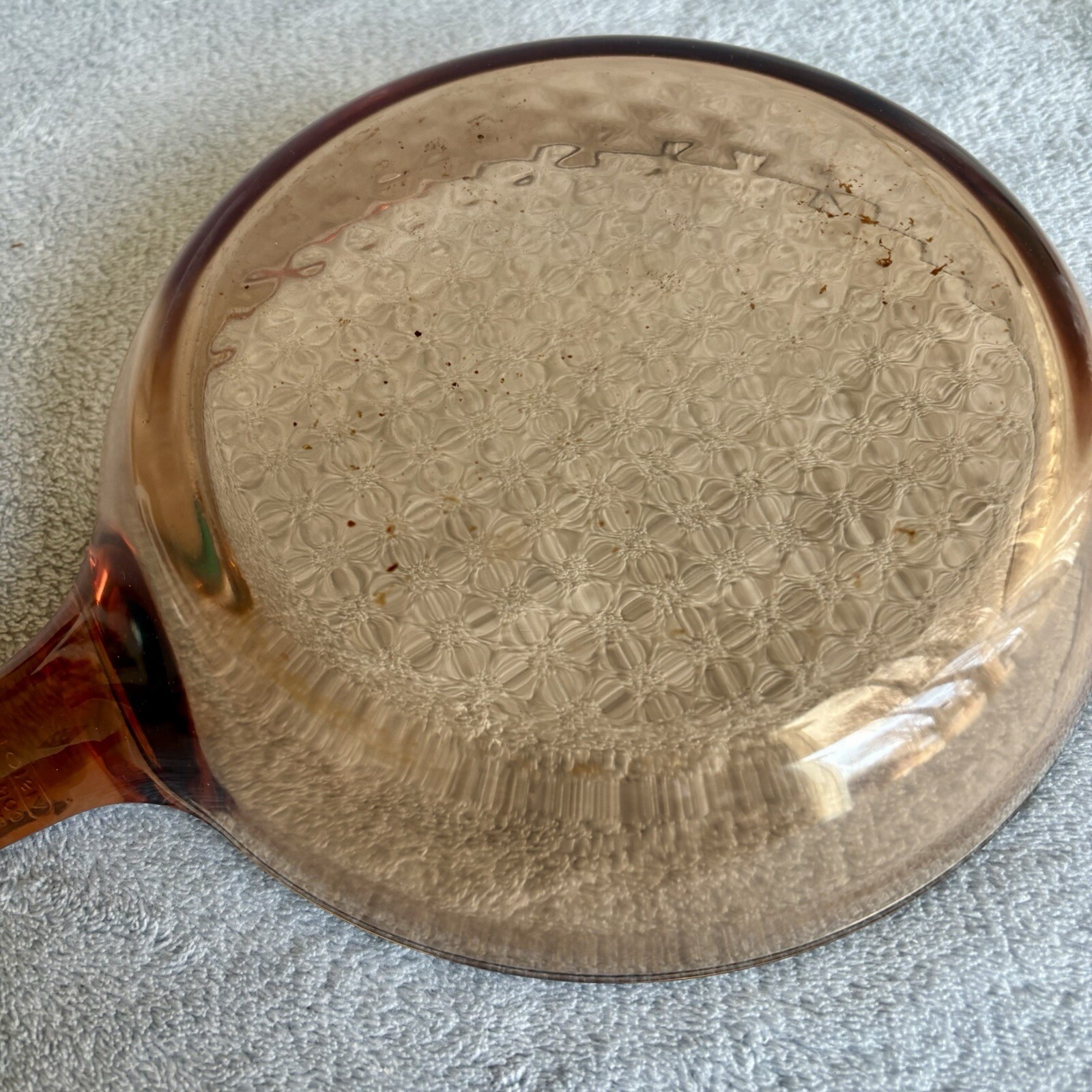 Vintage Corning Ware Vision Amber Glass Cookware 7” Waffle Bottom Skillet
