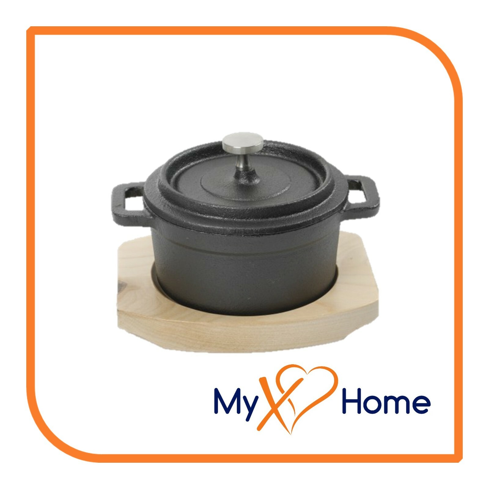 0.3 Qt Round Cast Iron w/Handles & Wooden Base (1 Casserole) by MyXOHome