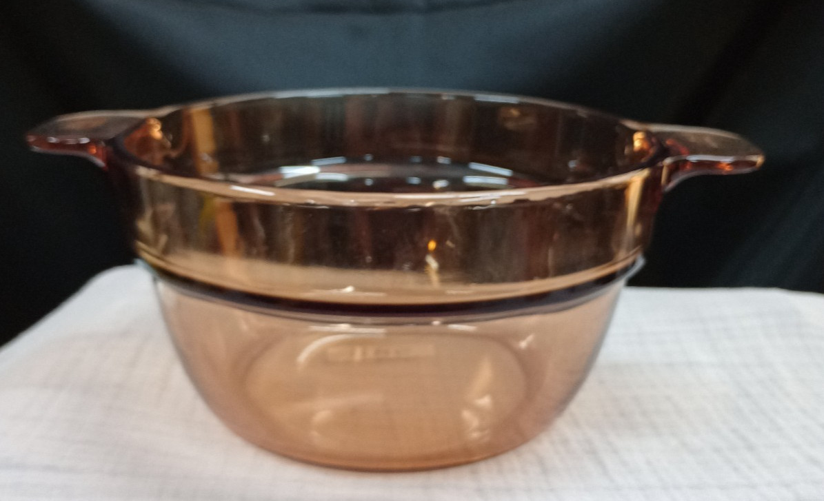 Corning Vision Ware Double Boiler Insert Amber Glass V-20-B France Pyrex Pot