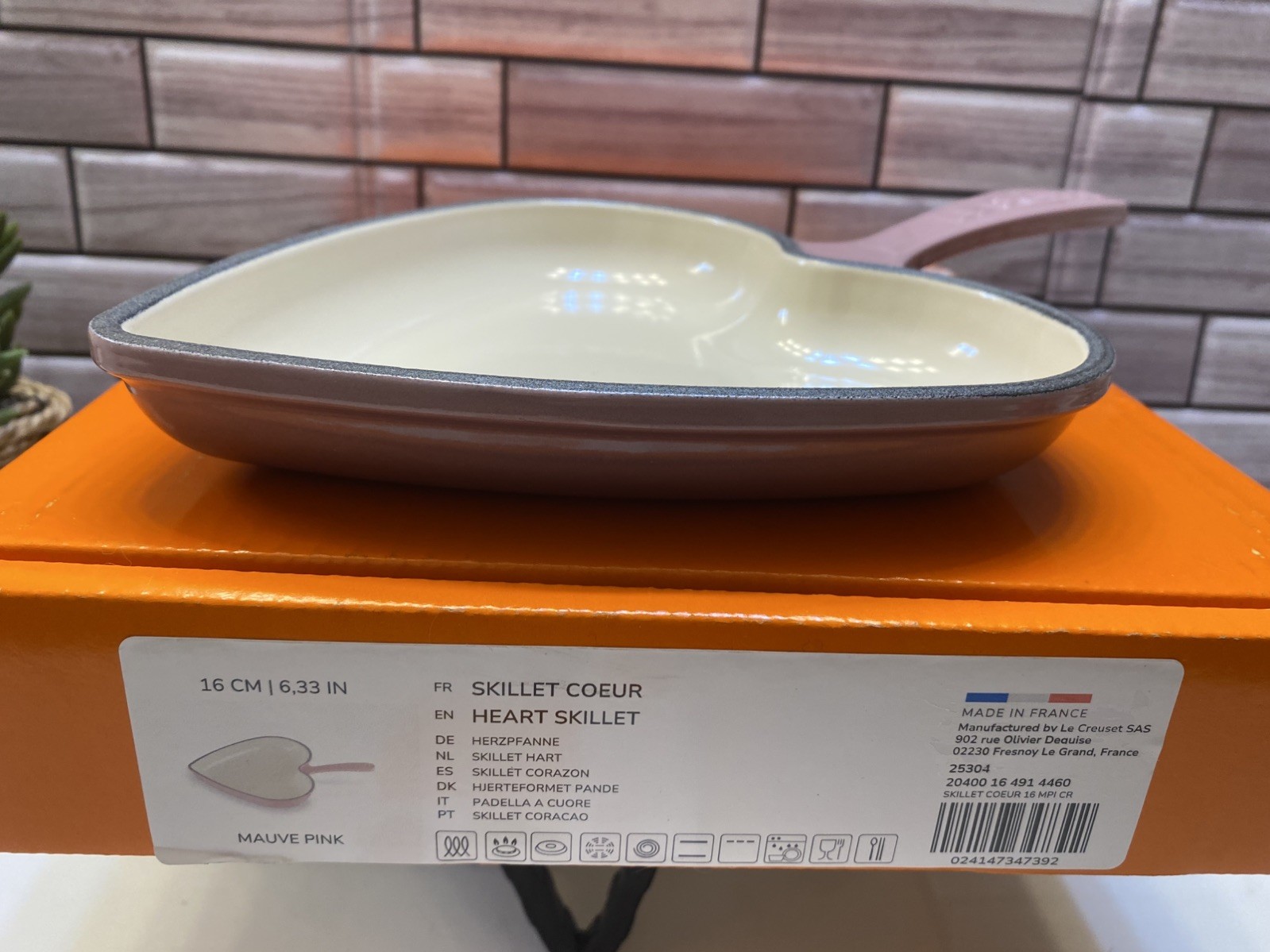 Le Creuset❤️ Heart Cast Iron Skillet 16cm Mauve Pink Made in France