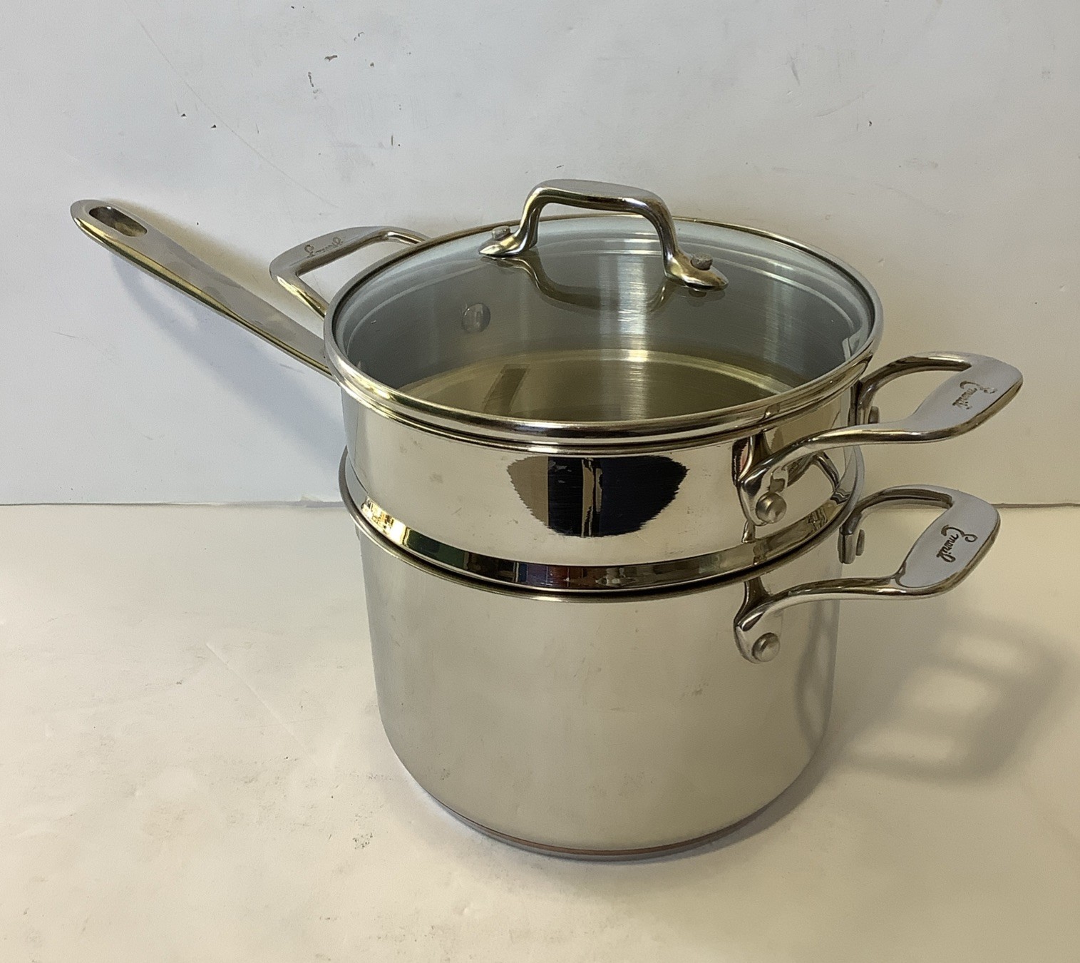 Emeril Stainless Steel Copper Core 3 Qt Saucepan Lid Steamer Insert Cookware