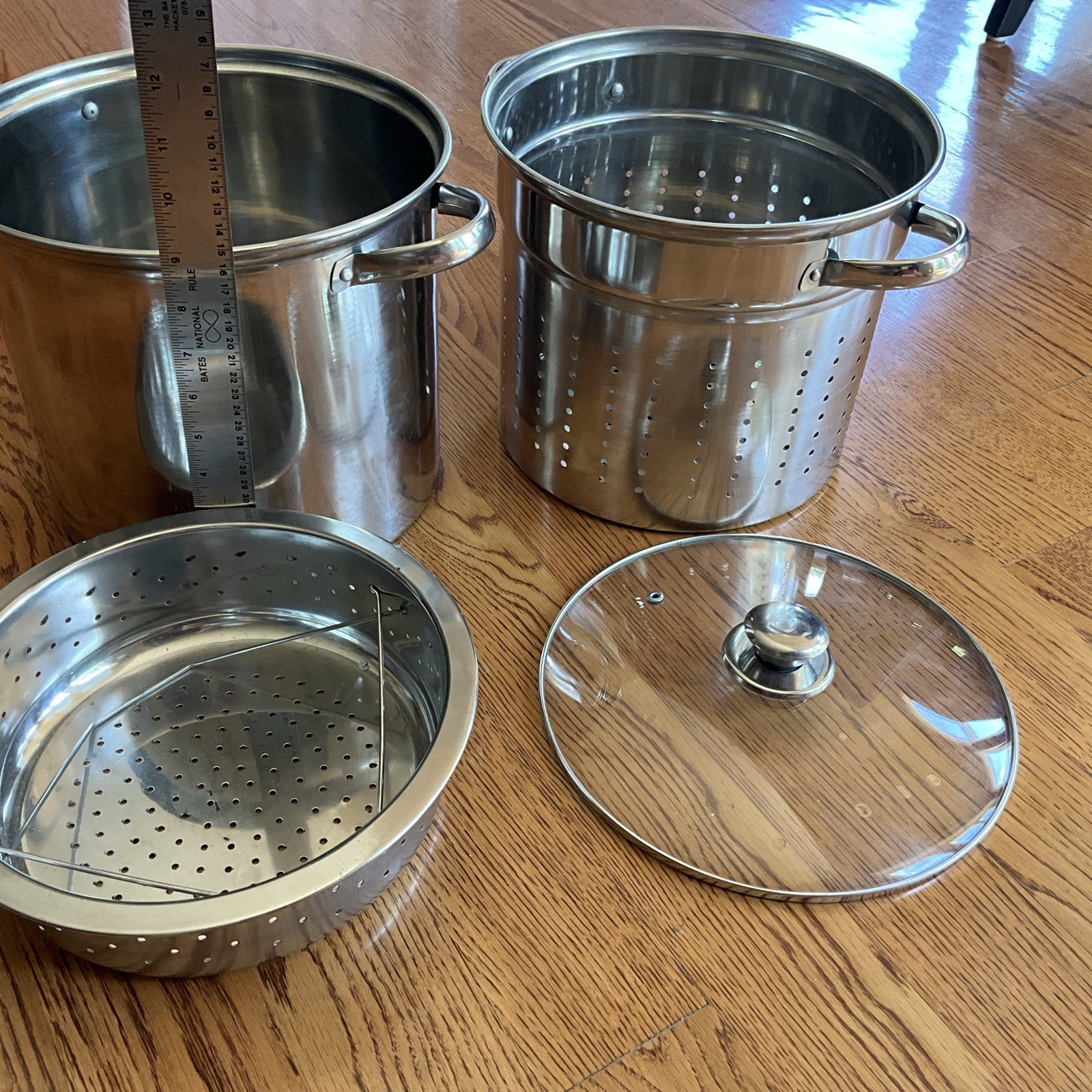 Stainless Steel 12 Qt Multi Pot Steamer /Pasta Strainer Lid 4 Piece