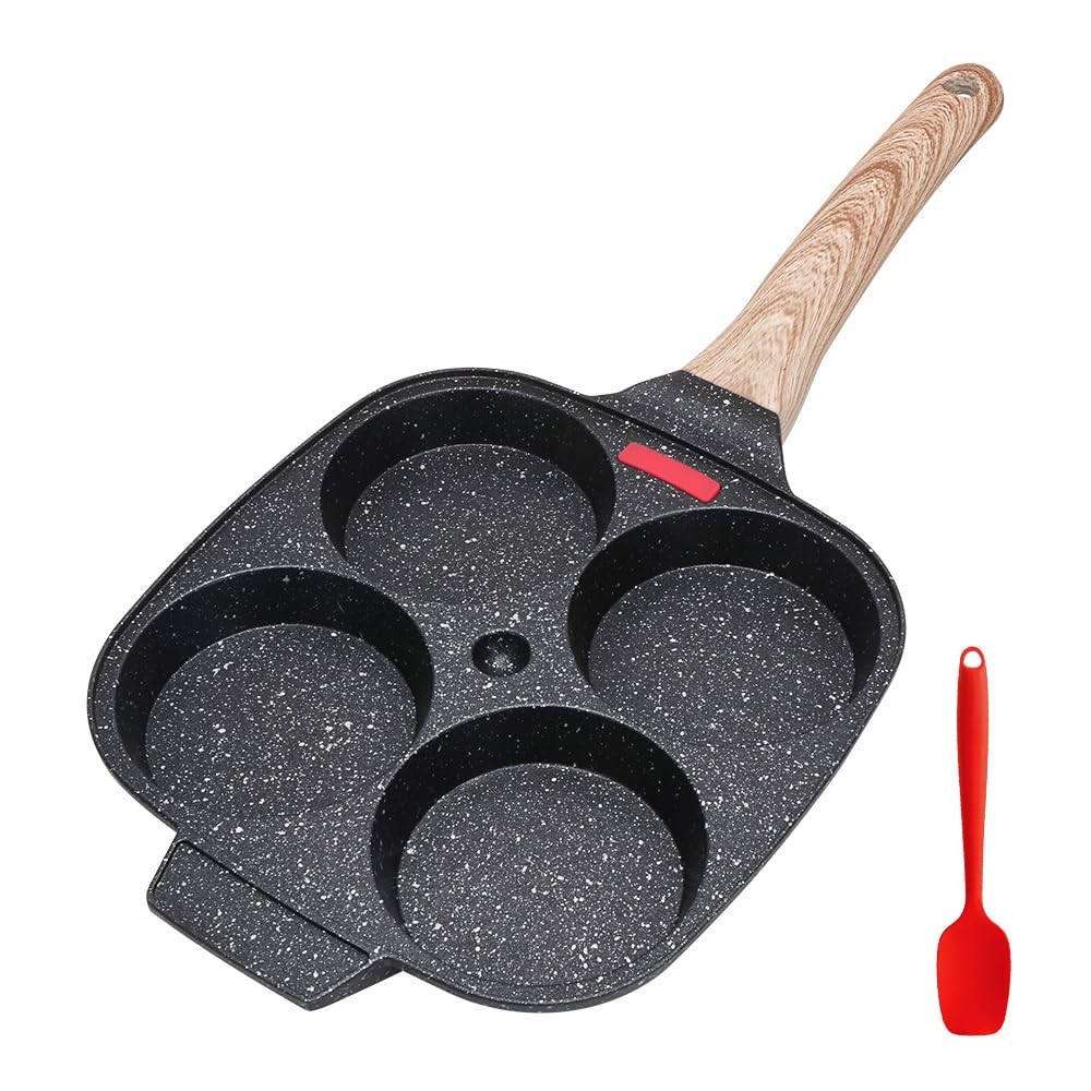 1 PC 4 Cup Nonstick Aluminum Alloy Fried Egg Pancake Breakfast Pan Black