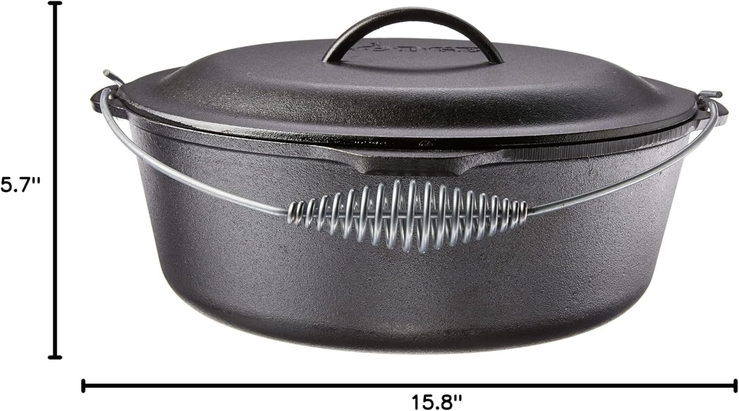 9 Quart Pre-Seasoned Cast Iron Dutch Oven with Lid, Wire Bail Handle, Black