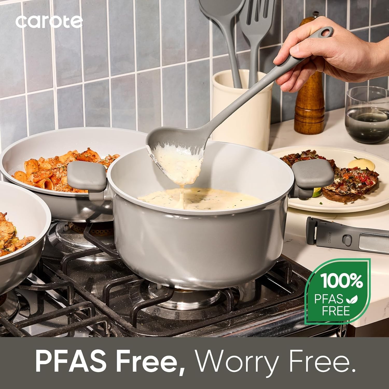 Safe & Stylish 27-Piece Ceramic Cookware Set – Dishwasher & Oven Safe, Dark Gray