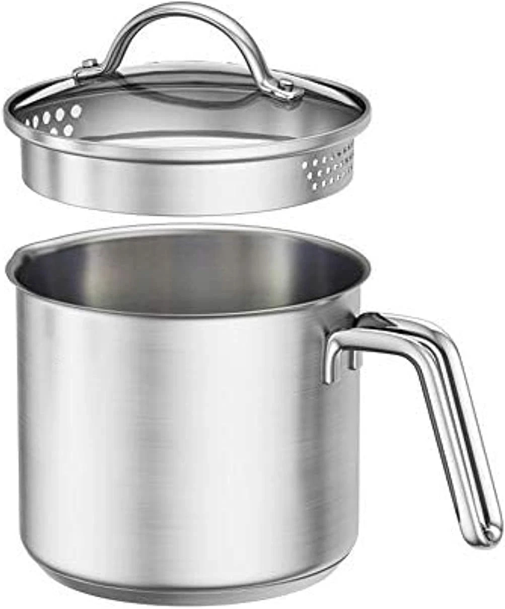 1.5 Quart Stainless Steel Saucepan with Pour Spout, Saucepan with Lid, Mini Milk