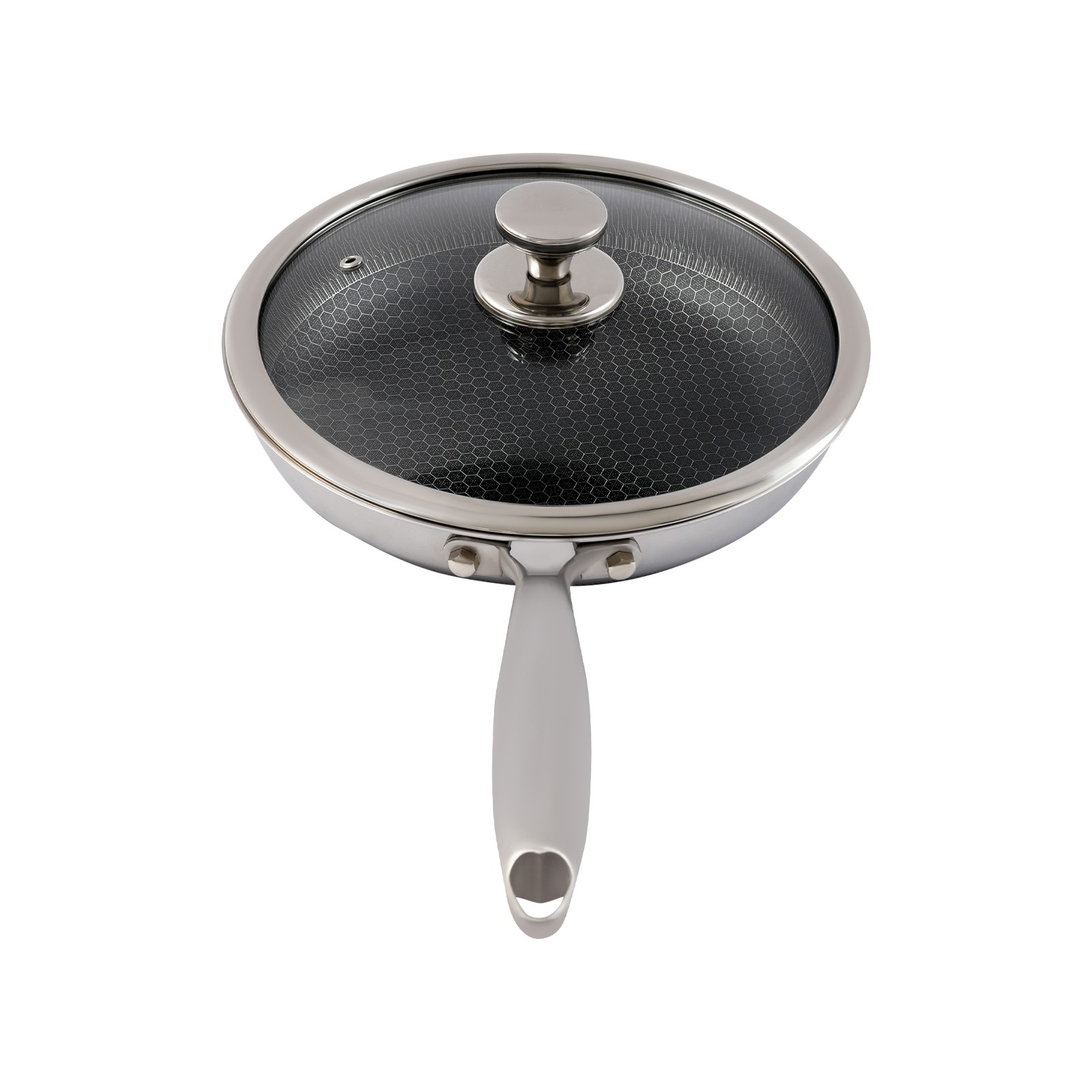 Stainless Steel Frying Pan, Frying Pan [316 Double-sided Full Screen+glass Cover
