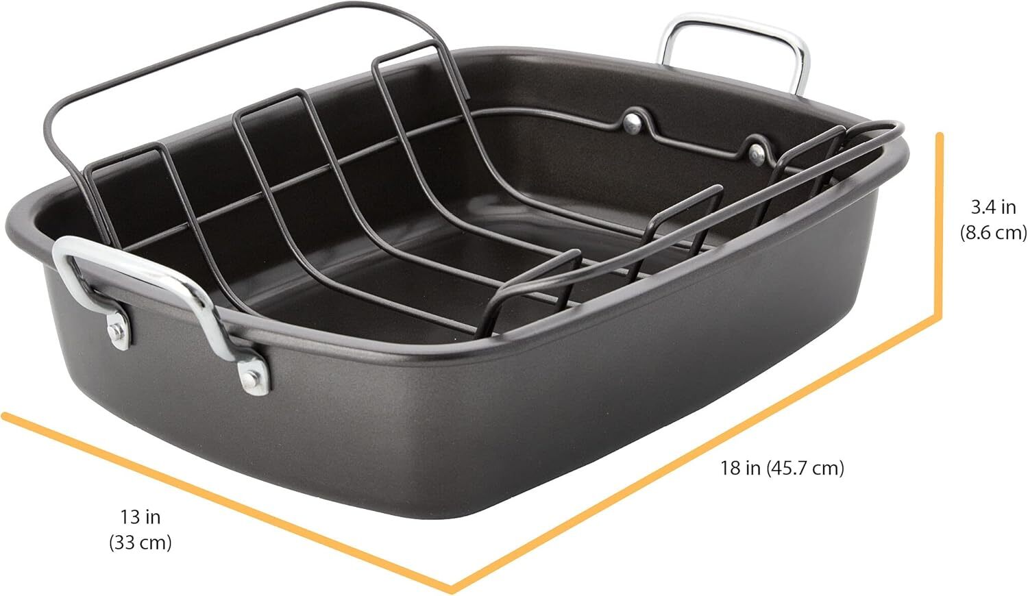 Nonstick Roaster with Floating Rack, 18-Inch-by-13-Inch, Black