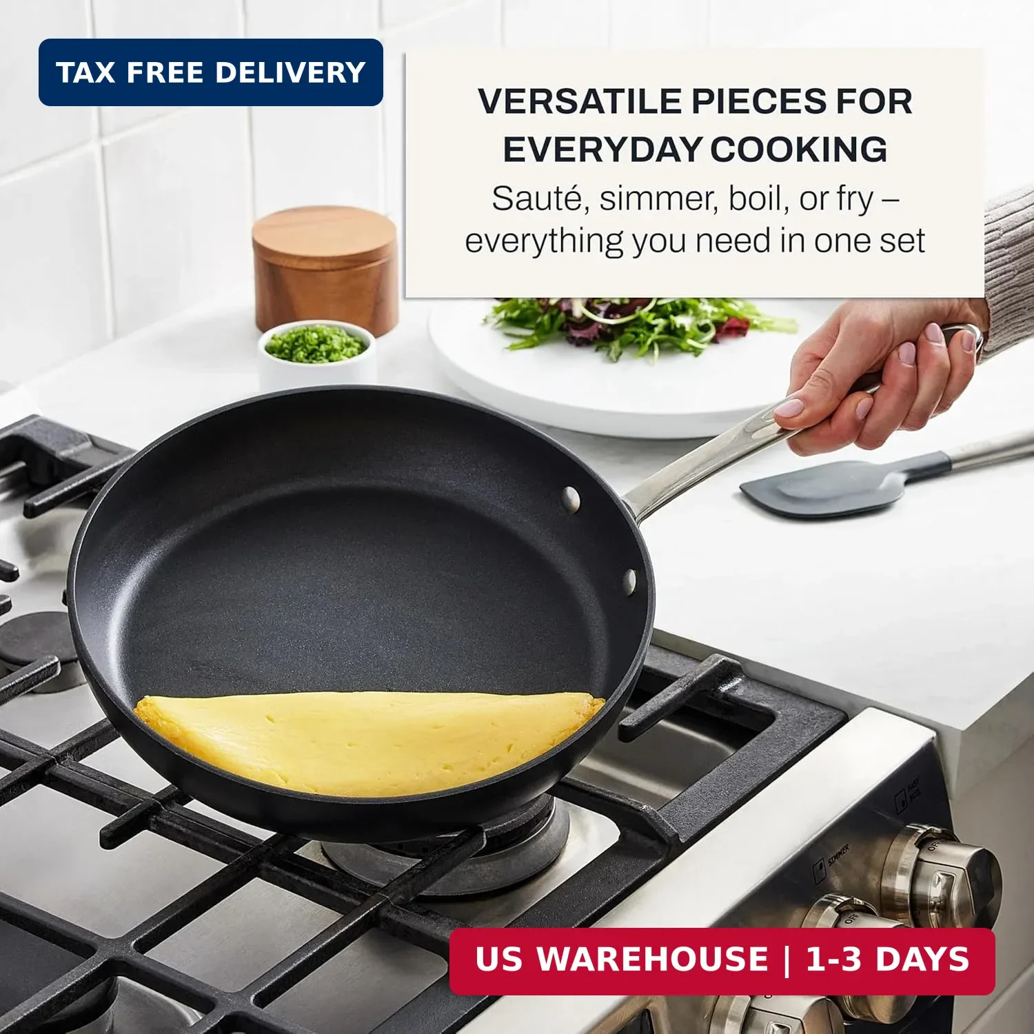 All-Clad HA1 Hard Anodized Non Stick Fry Pan Set 2 Piece, 8, 10 Inch, Induction,
