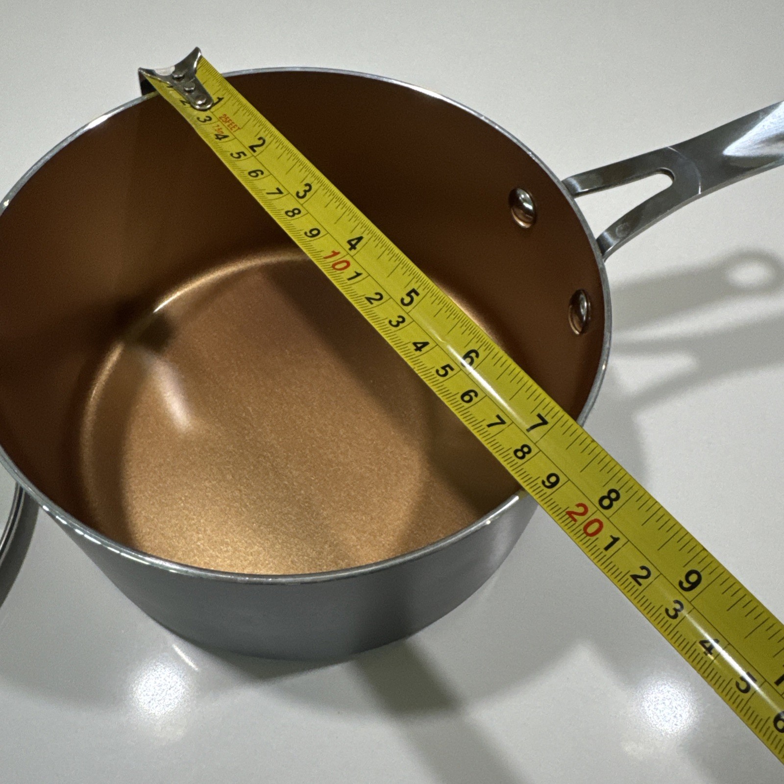Gotham Steel Copper 2.5 Quart Sauce Pan Cooking Pot With Vented Glass Lid 2011C