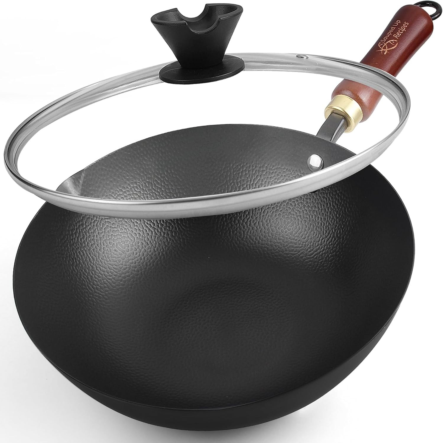 10 Inch Carbon Steel Wok for Electric, Induction and Gas Stoves Lid and User