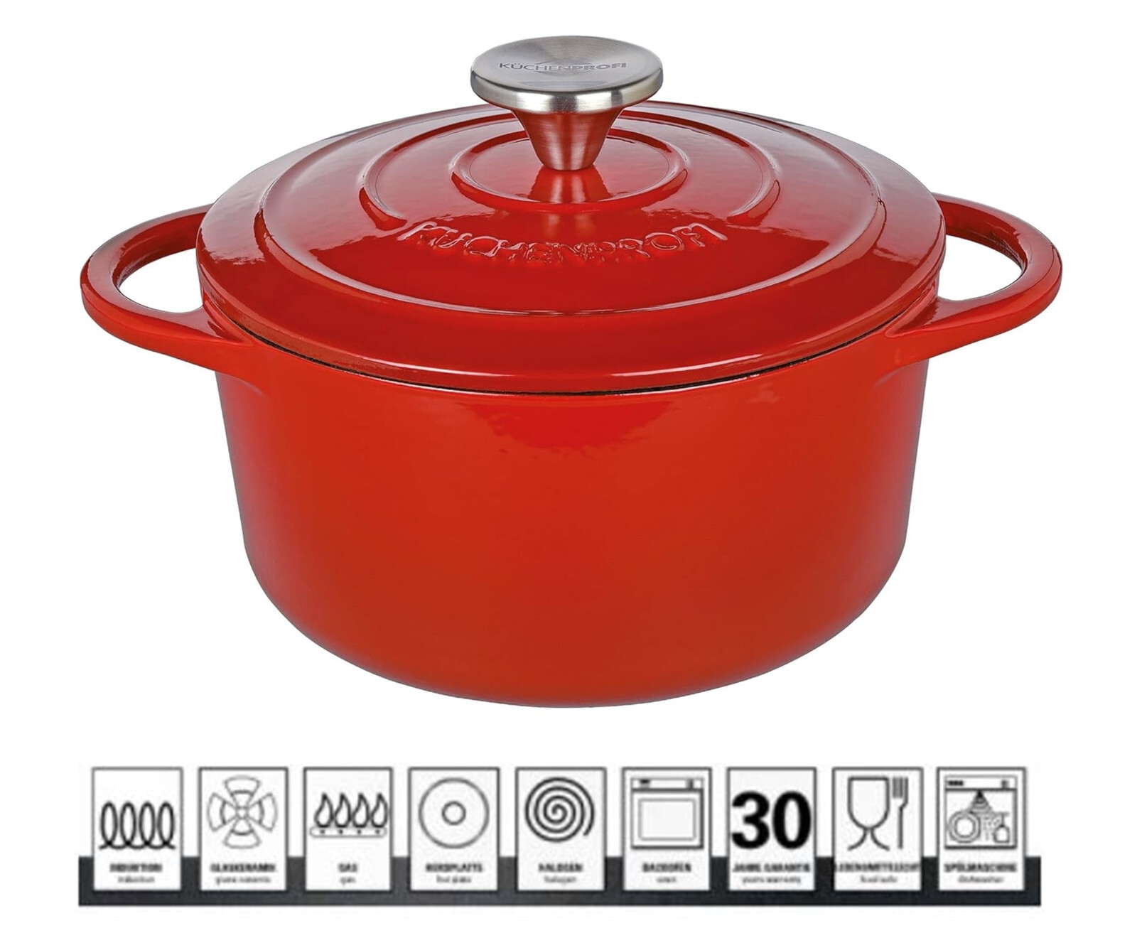 Kuchenprofi: Provence: saucepan – red cast iron casserole cm. 20 -2.5 Lt.
